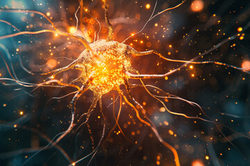 Abstract Neuron Cell 3D Illustration
