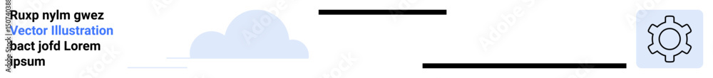 Poster cloud graphic next to gear icon with aligned text lines. ideal for technology, automation, cloud com