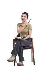 image of young asian girl sitting on chair posing