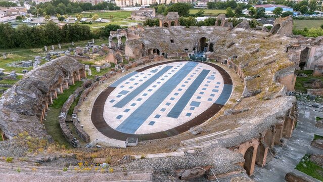 Aerial View of the Roman Amphitheater in Santa Maria Capua Vetere