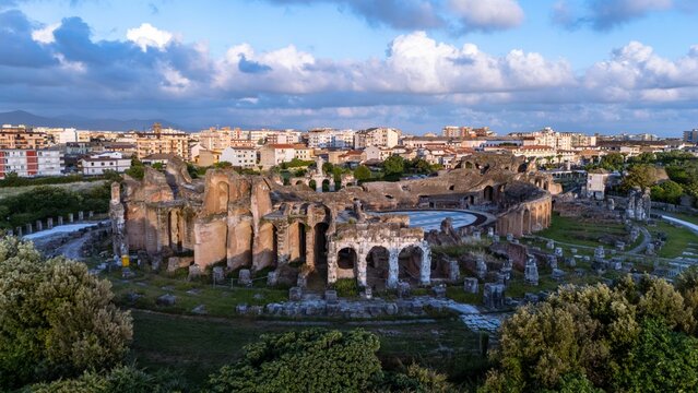 Aerial view of the Roman Amphitheater in Santa Maria Capua Vetere showcasing its historic grandeur a