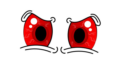 Evil red eyes in the dark or emotion eyes. Evil angry red eyes vector cartoon illustration, flat design isolated on white background