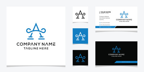 simple letter A scales of justice logo design, attorney law graphic icon, template business card