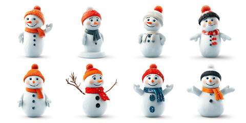 Collection of Christmas Elements, Gift Box, Snowman, Bells, Gnome, and Christmas Trees.