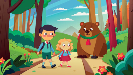 Fototapeta premium Cartoon of a school boy and his lifestyle 