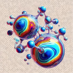 Fototapeta premium an artistic representation simulating the union of atoms to form a molecule 19