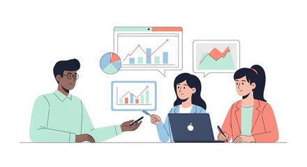 Business Team Analyzing Data Charts and Graphs During Meeting