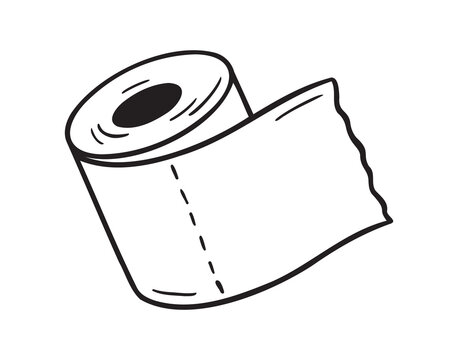 tissue icon doodle hand drawn. Outline drawing toilet paper line clipart symbol