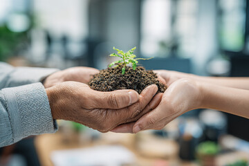 young plant in hands