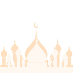 Golden Mosque Silhouette Vector – Islamic Masjid Icon with Crescent Moon and Star | Elegant Arabic Architecture Design