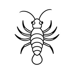 Vector illustration of mantis Shrimp silhouette