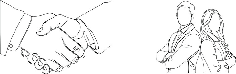 Business partnership agreement handshake and professional team united in success