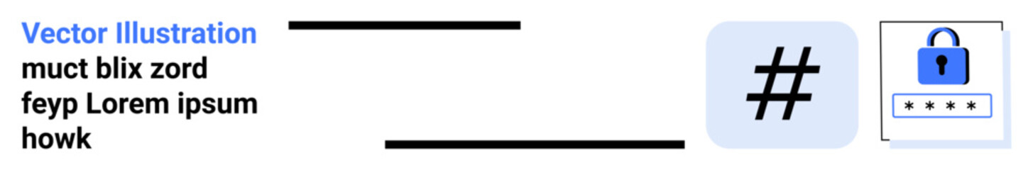 Lock icon next to metadata tag sign symbolizes privacy and security. Ideal for cybersecurity, identity protection, safe login, technology, encryption, authentication, simple landing page