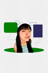 Trendy sketch pop artwork collage of happy girl guy stand bubble communication speech chat dialogue...