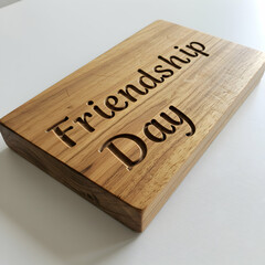 Obraz premium Celebrate Friendship Day Engraved Wooden Sign Unique Gift Idea