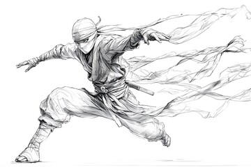 Anime ninja warrior dynamic jump high resolution photo