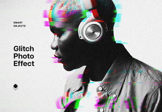 Glitch Photo Effect Mockup