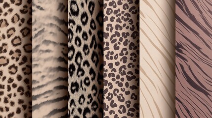 Collection of seamless animal print patterns in earthy tones