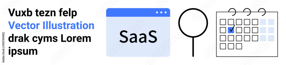 Aufkleber saas window interface, magnifying glass for search, calendar with highlighted date. ideal for uiux d