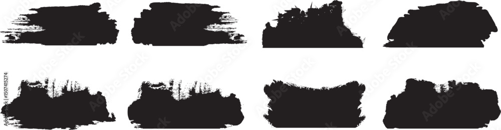 Poster brush mega bundle of different ink strokes rectangle square and round freehand design elements waves