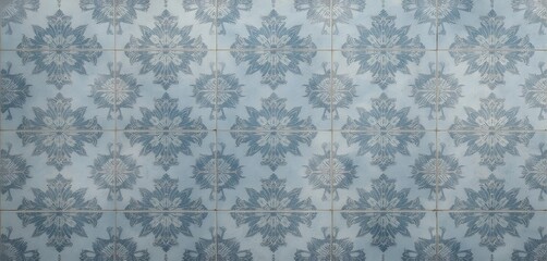 "Vintage Blue and White Ornamental Tile Pattern &ndash; Decorative Retro Ceramic Background for Wall, Floor, or Digital Design"