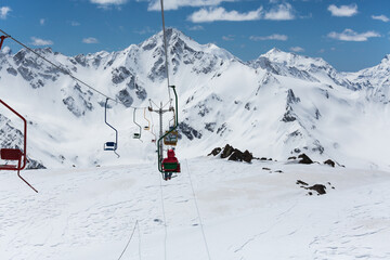 Cable car on the mount Elbrus