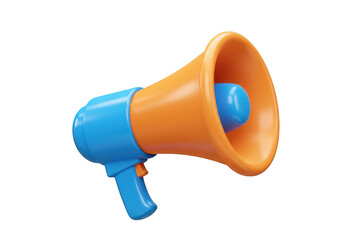 Blue and orange megaphone isolated on transparent background