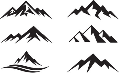 Mountain Range Vector Silhouettes - Outdoor Adventure Graphics