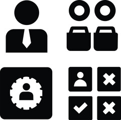 Black and White Flat Vector Icon Set