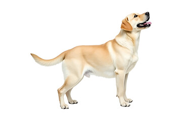 Friendly Labrador Retriever Standing on White Background &ndash; High-Quality Dog Image