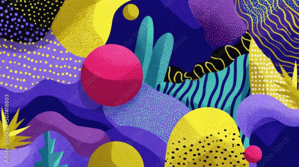 Poster abstract colorful pattern design with vibrant shapes and textures for modern backgrounds