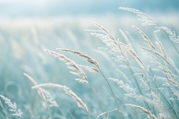 Fototapeta premium Wheat fields with blue sky, wheat field in the wind