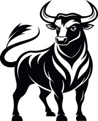 Bull attack pose in bold vector silhouette.