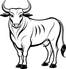 Bull attack outline, clean vector, no background.