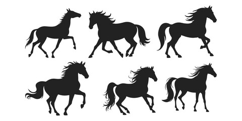 Horse black logo silhouette vector set