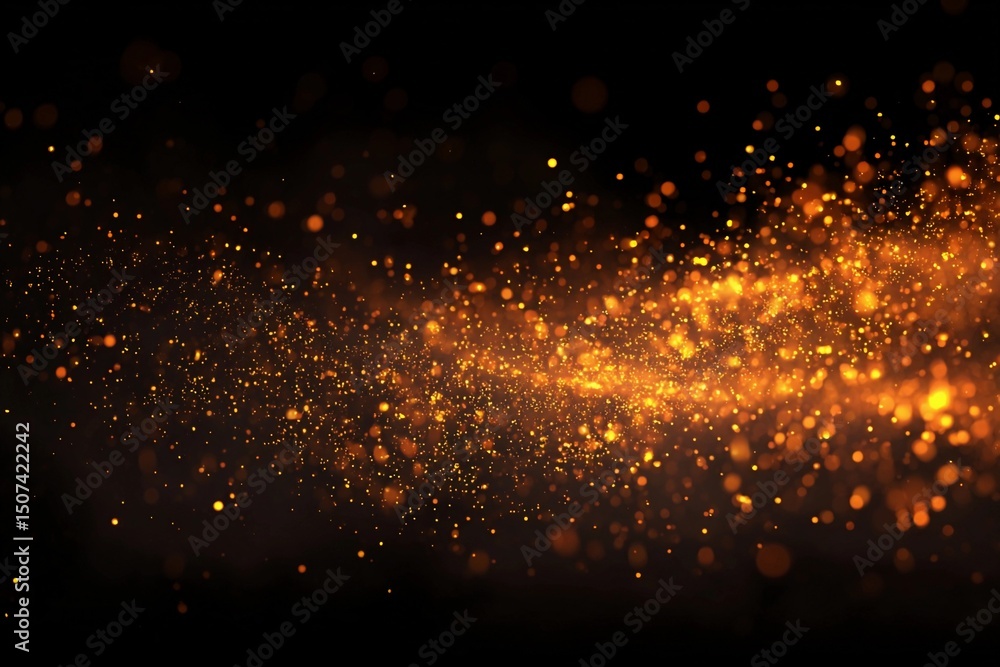 Poster golden sparkles create a captivating shimmer in a dark backdrop