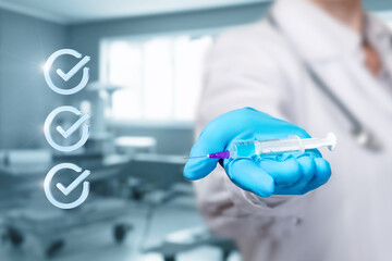 Medical professional preparing syringe for vaccination
