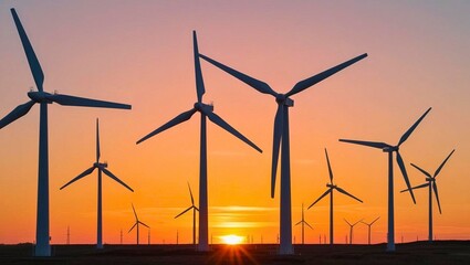 Fototapeta premium wind turbines at sunset