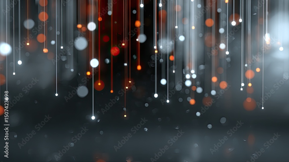 Poster dynamic display of light particles and blurred colors create a striking abstract background with a c