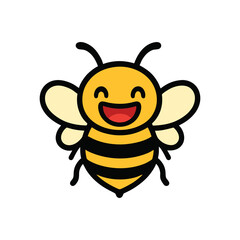 Cheerful Cartoon Bee Illustration with Happy Face