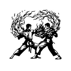 illustration of karate fight 