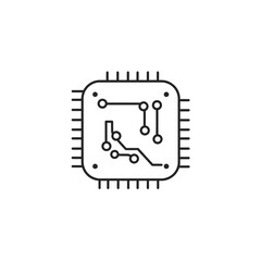 Microchip illustration with circuit design elements for technology  