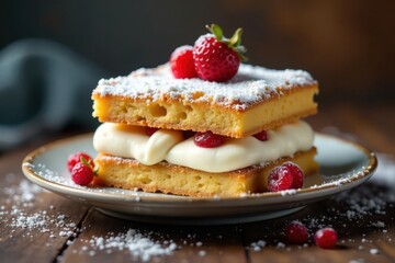 Classic Italian dessert, layers of coffee-soaked ladyfingers and mascarpone cream , tasty, white background
