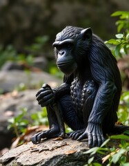 Fototapeta premium black metal monkey