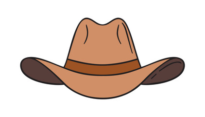 cowboy hat icon doodle hand drawn. Cartoon brown color cowboy hat line drawing clipart symbol