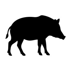 Fototapeta premium Wild boar silhouette icon vector flat design on white background