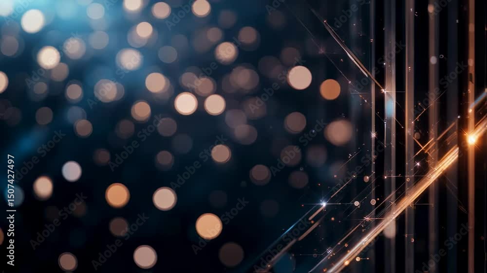 Poster abstract bokeh video with sparkling lines