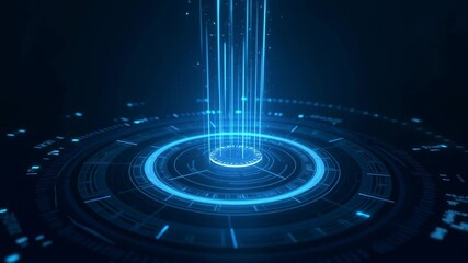 Futuristic Holographic Interface with Glowing Blue Data Streams - Powered by Adobe