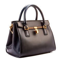 Classic Black Handbag Isolated On Transparent Background