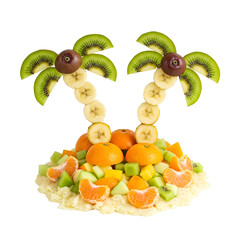 fresh fruits on white background